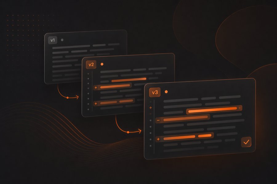 Prompt diff panels with highlighted changes