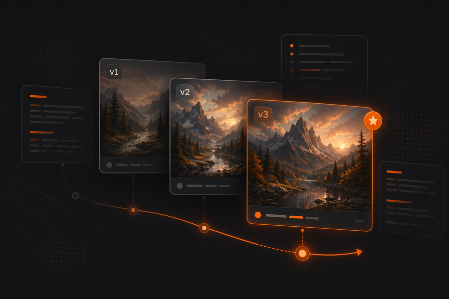Layered version history cards