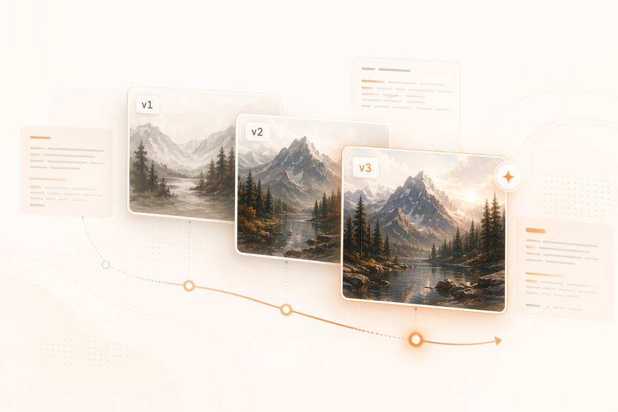 Layered version history cards
